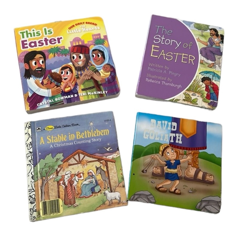 Set of 4 Religious Christian Easter Christmas Bible Story Books